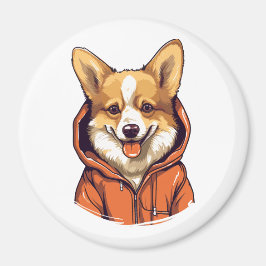 Funny Corgi Wearing Hoodie Magnet