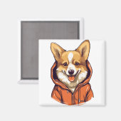 Funny Corgi Wearing Hoodie Magnet (Vorderseite/Rückseite)