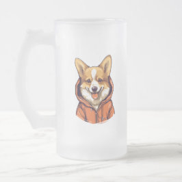 Funny Corgi Wearing Hoodie Mattglas Bierglas