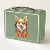 Funny Corgi Wearing Hoodie Metall Brotdose (Rückseite)