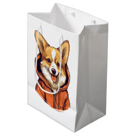 Funny Corgi Wearing Hoodie Mittlere Geschenktüte