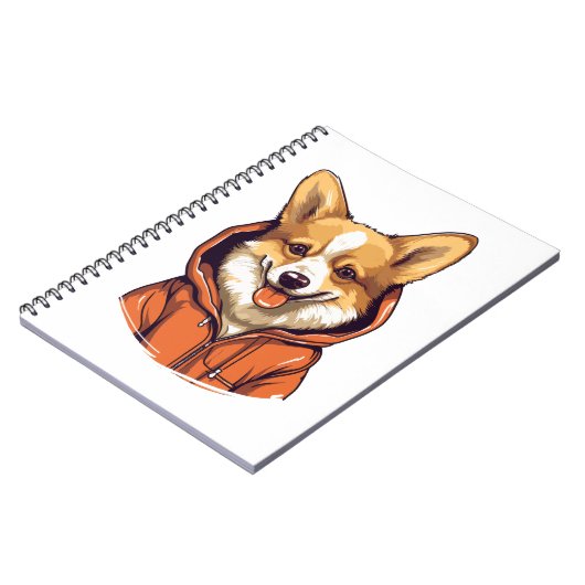 Funny Corgi Wearing Hoodie Notizblock (Linke Seite)