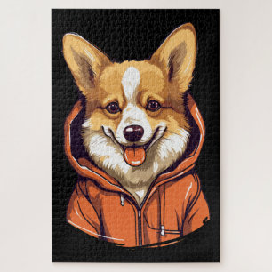 Funny Corgi Wearing Hoodie Puzzle
