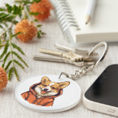 Funny Corgi Wearing Hoodie Schlüsselanhänger (Vorderseite rechts)