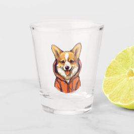 Funny Corgi Wearing Hoodie Schnapsglas
