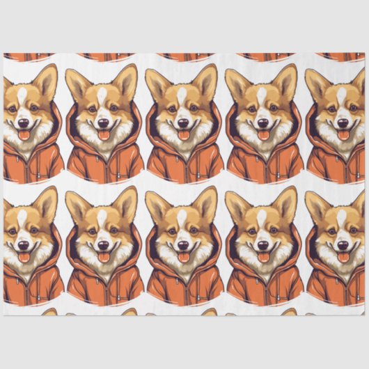 Funny Corgi Wearing Hoodie Seidenpapier (Vorderseite)