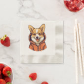 Funny Corgi Wearing Hoodie Serviette (Beispiel)