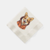 Funny Corgi Wearing Hoodie Serviette (Ecke)