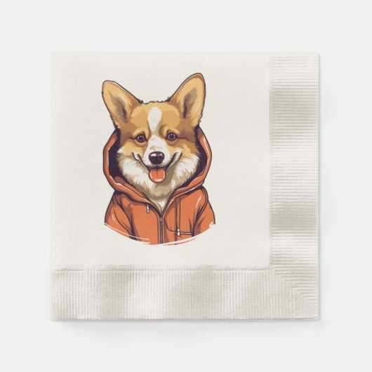 Funny Corgi Wearing Hoodie Serviette (Vorderseite)