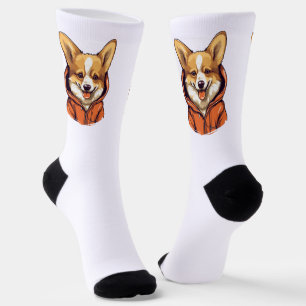 Funny Corgi Wearing Hoodie Socken