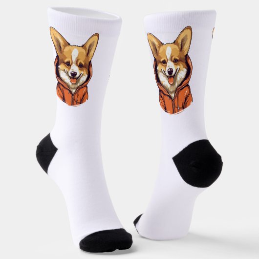 Funny Corgi Wearing Hoodie Socken (Gewinkelt)
