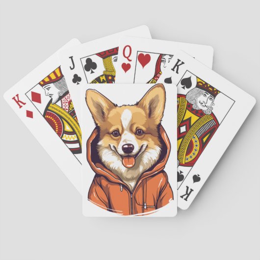 Funny Corgi Wearing Hoodie Spielkarten (Rückseite)