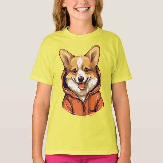 Funny Corgi Wearing Hoodie T-Shirt (Vorderseite)