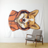 Funny Corgi Wearing Hoodie Wandteppich (Beispiel (Horizontal))