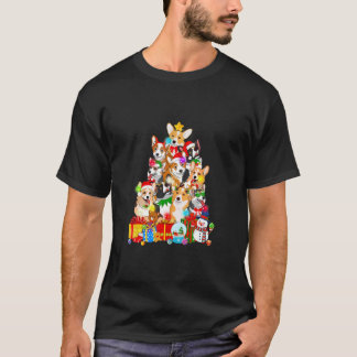 Funny Corgi Weihnachtsbaum Lichter Geschenk Hund L T-Shirt