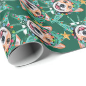 Funny Corgi Weihnachtsmuster Geschenkpapier (Rolleneckpunkt)