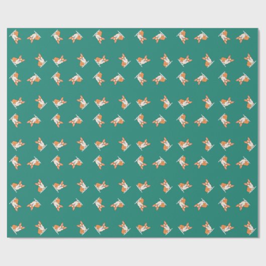 Funny Corgi Welpe im Grünbuch Geschenkpapier (Flach)