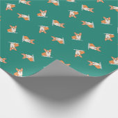 Funny Corgi Welpe im Grünbuch Geschenkpapier (Ecke)