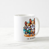 Funny Corgis tanzt am Strand Personalisiert Kaffeetasse (VorderseiteRechts)