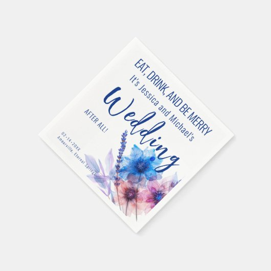 💍 Funny Cornflowers und Lavender Serviette (Ecke)