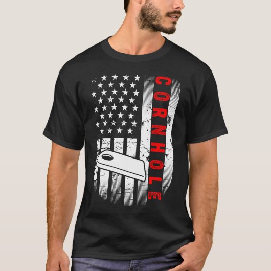 Funny Cornhole American Flag T-Shirt (Vorderseite)