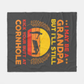 Funny Cornhole Opa Outfit Sack Toss Fleecedecke (Vorderseite (Horizontal))