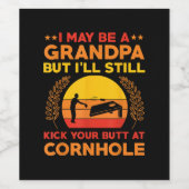 Funny Cornhole Opa Outfit Sack Toss Weinetikett (Einzelnes Label)
