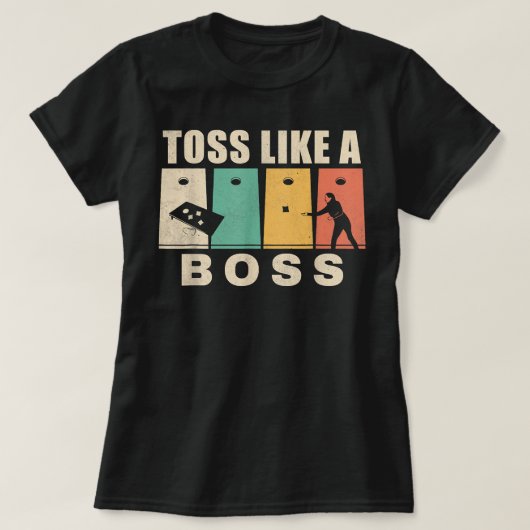 Funny Cornhole Toss wie ein Boss Vater T-Shirt (Design vorne)