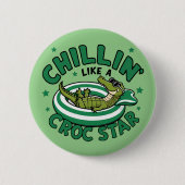 Funny Corocdile Cartoon Croc Sommer Button (Vorderseite)