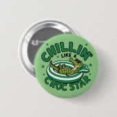 Funny Corocdile Cartoon Croc Sommer Button (Vorne & Hinten)