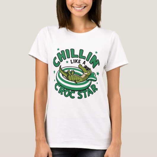 Funny Corocdile Cartoon Croc Sommer T-Shirt (Vorderseite)