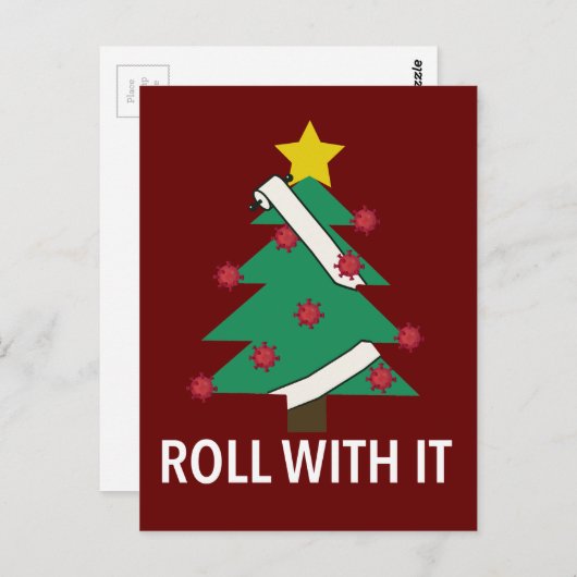 Funny Coronavirus Weihnachtsbaum Postkarte (Vorne/Hinten)