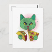 Funny Cosmic Pizza Cat Graphic Cartoon Space Teen Postkarte (Vorne/Hinten)