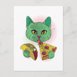 Funny Cosmic Pizza Cat Graphic Cartoon Space Teen Postkarte