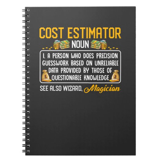 Funny Cost Estimator Job Definition Money Daten Notizblock (Vorderseite)