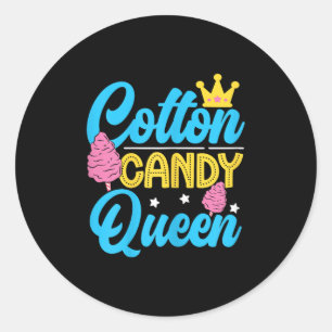 Funny Cotton Candy Queen Zitat Frauen Mädchen Gesc Runder Aufkleber
