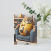 Funny Couch Kartoffelkatze mit Umzug Postkarte (Stehend Vorderseite)