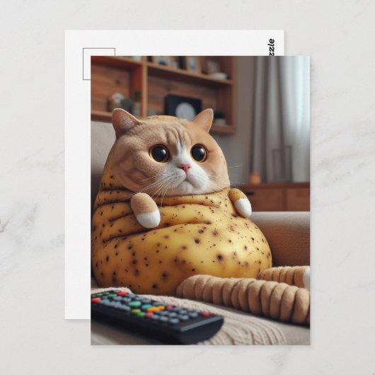 Funny Couch Potato Cat Postkarte (Vorne/Hinten)