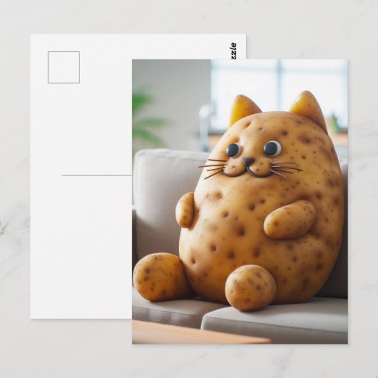 Funny Couch Potato Cat Postkarte (Vorne/Hinten)