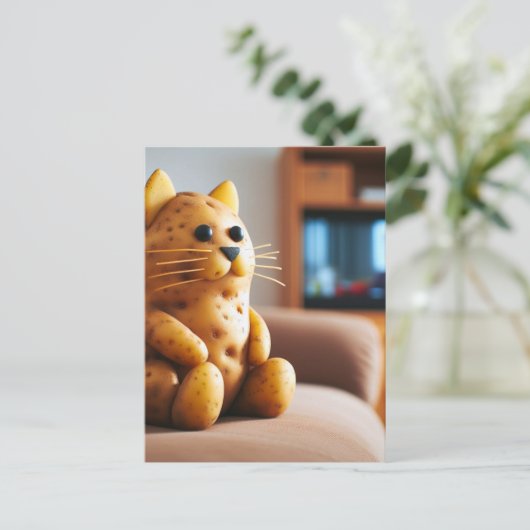 Funny Couch Potato Cat Pub Postkarte (Stehend Vorderseite)