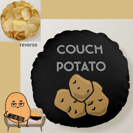 Funny "Couch Potato" + Potato Chips Binge Watching Rundes Kissen