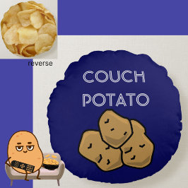 Funny "Couch Potato" + Potato Chips Binge Watching Rundes Kissen