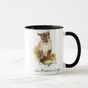 Funny Cougar in Training mit Cub, Kitten Tasse