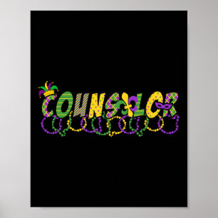 Funny Counselor Mardi Shirt Festival Moon and Star Poster