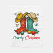 Funny Country Western Christmas Howdy Cowboy Boots Fleecedecke (Vorderseite)