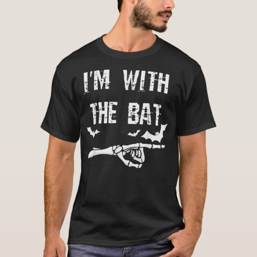 Funny Couple Costume Halloween I'm With The Bat T-Shirt (Vorderseite)