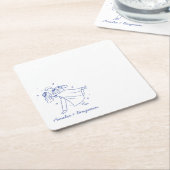 funny couple Hand Drawn  wedding Rechteckiger Pappuntersetzer (angewinkelt)