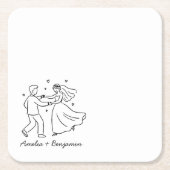 funny couple Hand Drawn wedding Rechteckiger Pappuntersetzer (Vorderseite)