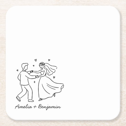 funny couple Hand Drawn  wedding Rechteckiger Pappuntersetzer (Vorderseite)