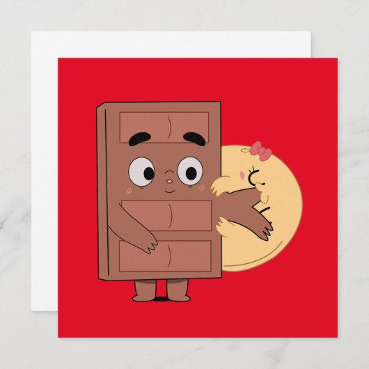 Funny Couple Liebe Pancake Eating Choco Einladung (Vorne/Hinten)